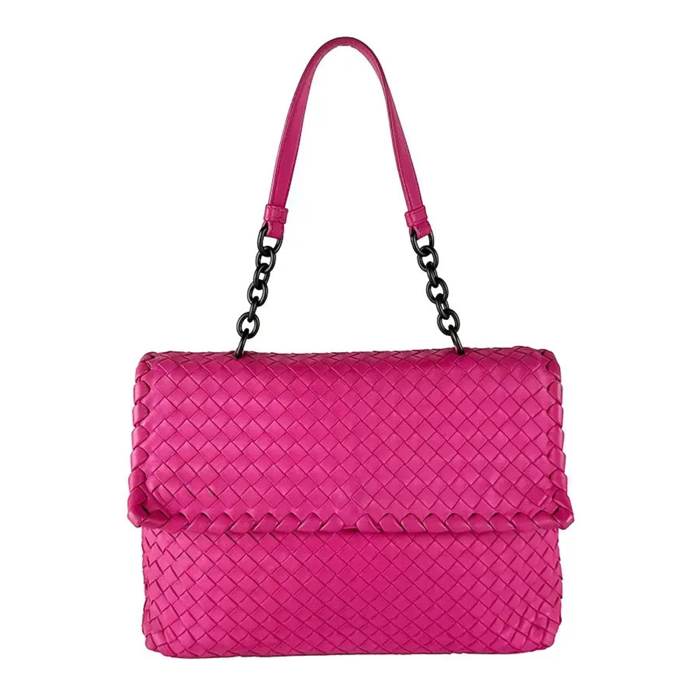Bottega Veneta Shoulder Bag Intrecciato Leather Pink